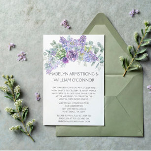 Purple Succulents, Lilacs, Lavender Reception Only Invitation
