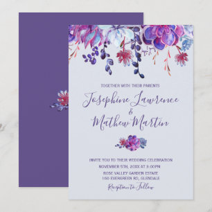 Purple Succulents Wedding Invitation