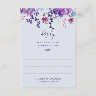 Purple Succulents Wedding Reply Cards