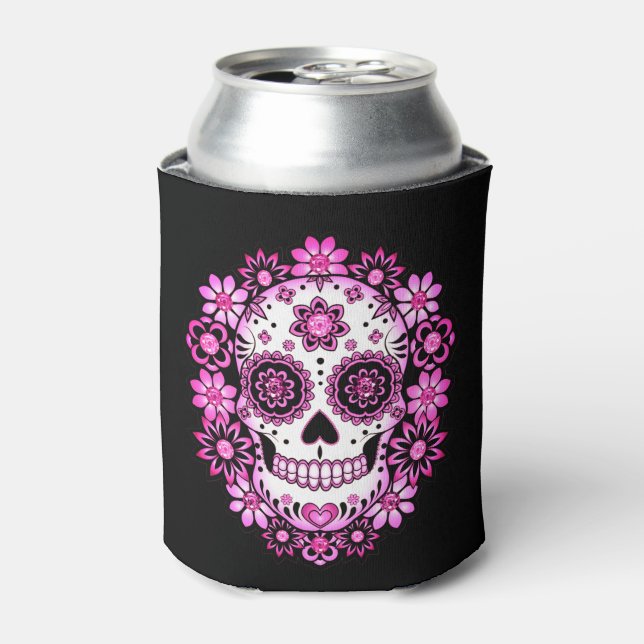Purple Sugar Skull Can Cooler (Can Front)