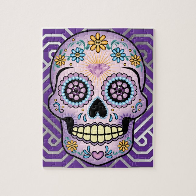 Purple Sugar Skull Jigsaw Puzzle (Vertical)
