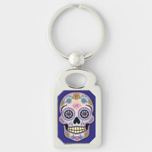 Purple Sugar Skull Keychain