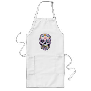 Purple Sugar Skull Long Apron
