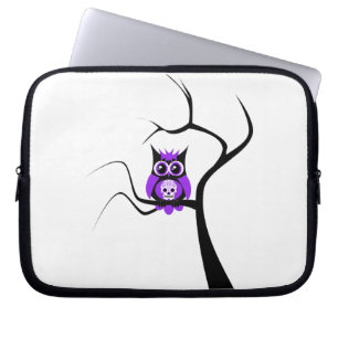 Purple Sugar Skull Owl in Tree Electronics Bag