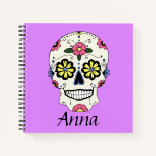 Purple Sugar Skull Personalized Mini Notebook