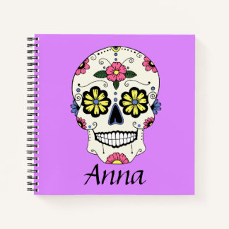 Purple Sugar Skull Personalized Mini Notebook