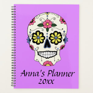 Purple Sugar Skull Personalized Planner Notebook