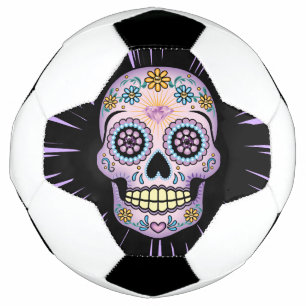 Purple Sugar Skull Soccer Ball
