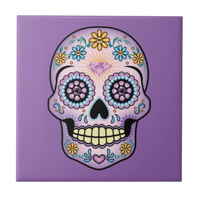 Purple Sugar Skull Tile (Front)