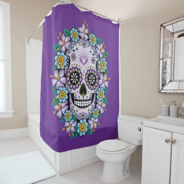 Purple Sugar Skull with Flowers (In Situ)
