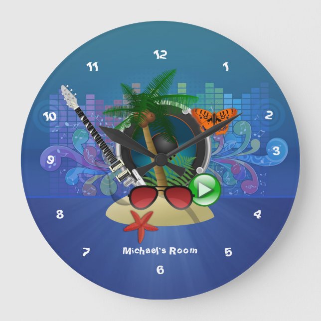Purple Summer Club Beach House Large Clock (Front)