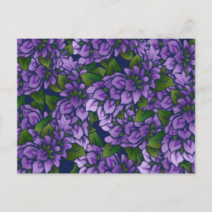 Purple Summer Floral Art Lilac Gardening Pattern Postcard