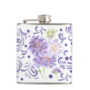 purple summer meadow flowers hip flask