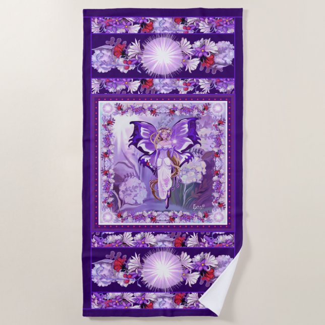 Purple Sun Fairy Beach Towel (Front)