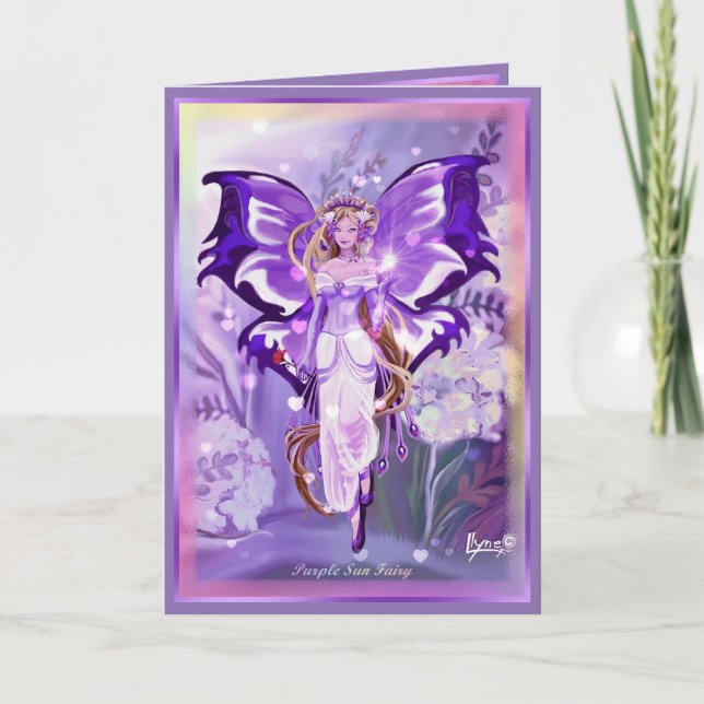 Purple Sun Fairy birthday card (Front)