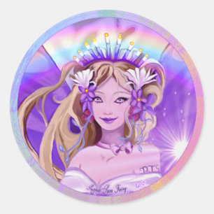 Purple Sun Fairy Classic Round Sticker