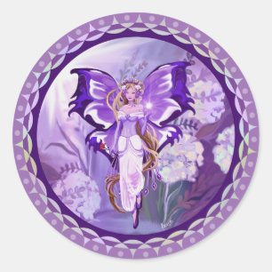 Purple Sun Fairy Classic Round Sticker