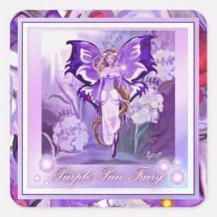 Purple Sun Fairy Classic Square Sticker