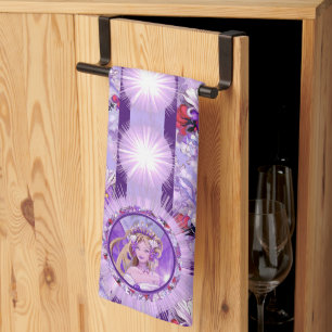 Purple Sun fairy kitchen towel