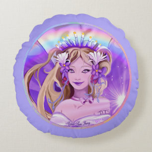 Purple Sun Fairy Round Pillow