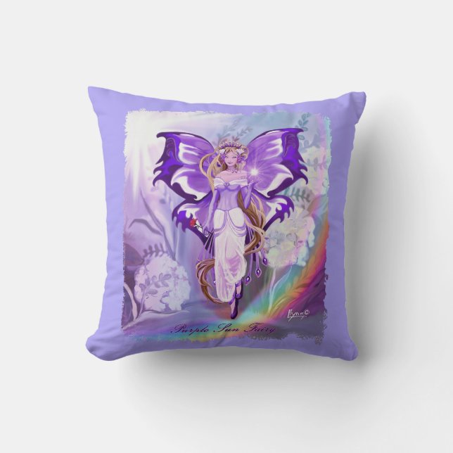 Purple Sun Fairy Throw Pillow (Front)