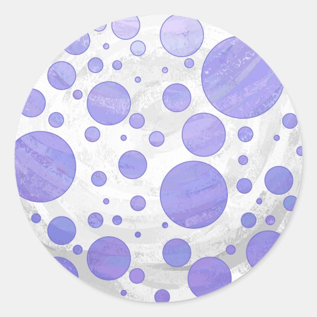 Purple Sun Polka Dot Classic Round Sticker (Front)