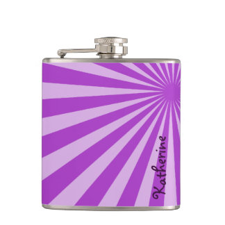 Purple Sunburst "Add Your Name" Hip Flask