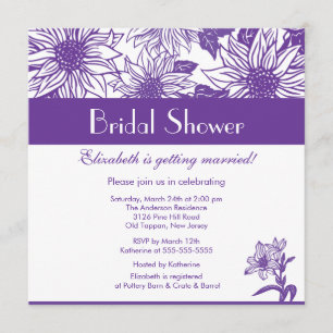 Purple Sunflower Bridal Shower Invitation