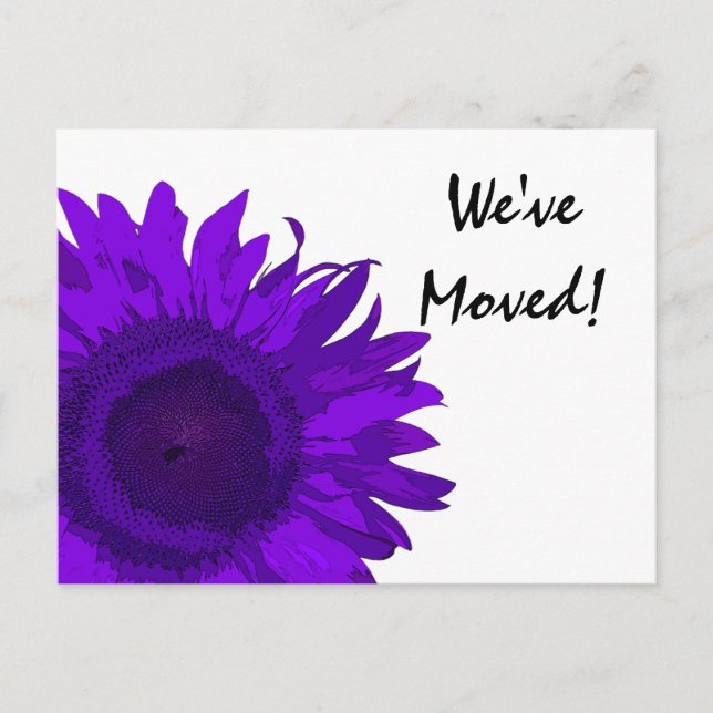 Purple Sunflower Change of Address Announcement Postcard (Front)