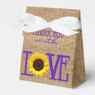 Purple Sunflower Country Burlap Bridal Shower Favor Box