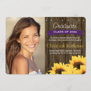 Purple Sunflower Graduation Announcement
