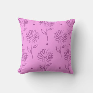 Purple Sunflower Pattern Throw Pillow