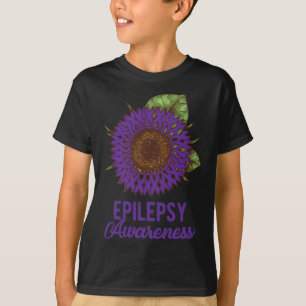 Purple Sunflower Ribbon Epilepsy Awareness Support T-Shirt