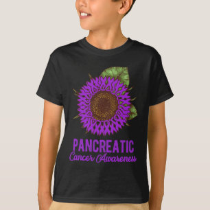 Purple Sunflower Ribbon Support Pancreatic Cancer  T-Shirt