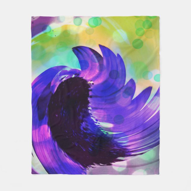 Purple Sunflower Swirl Fleece blanket (Front)