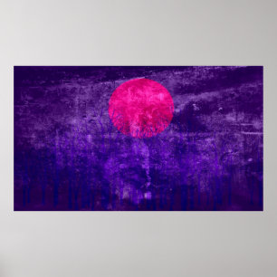 Purple Sunset Abstract Painting Poster