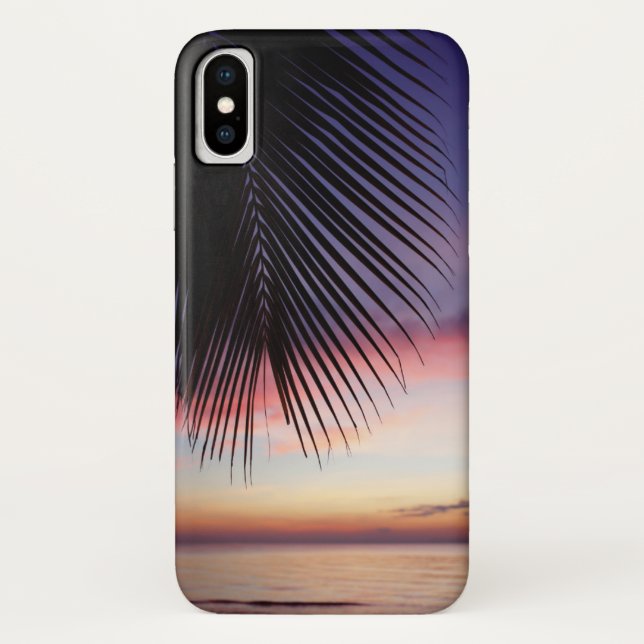 Purple Sunset Beach Tropical Palm Tree Silhouette Case-Mate iPhone Case (Back)