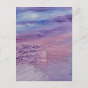 Purple Sunset Blue Pink Colourful Abstract Art Postcard