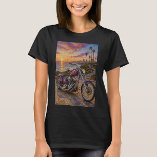 Purple Sunset Concept Chopper – 3D Micro Mosaic T-Shirt