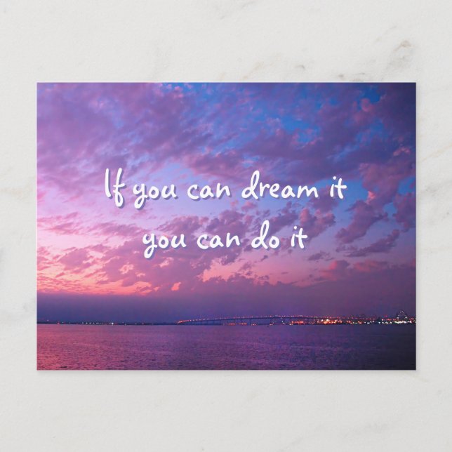 Purple Sunset Ocean Photo Dream It Do It Modern Postcard (Front)