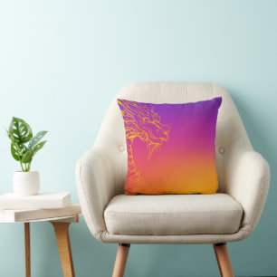 Purple Sunset Ombre Dragon Throw Pillow