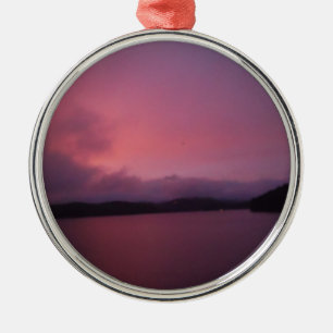 Purple sunset on Lake Arrowhead Metal Ornament