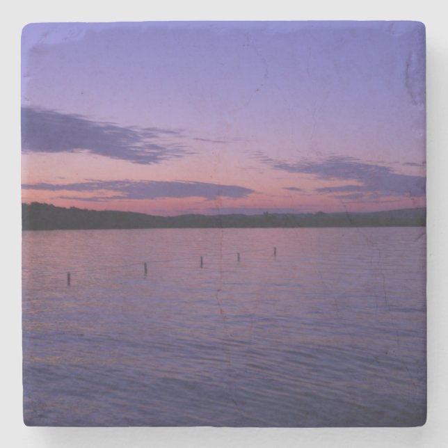 Purple Sunset over Silver Lake Stone Coaster (Front)