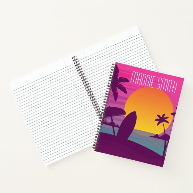 Purple sunset surf beach notebook (Inside)