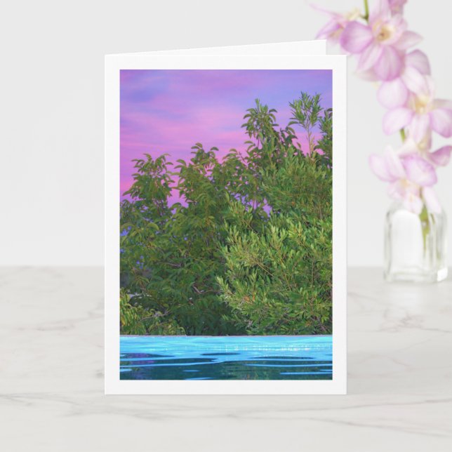 Purple Sunset through Trees Card (Orchid)