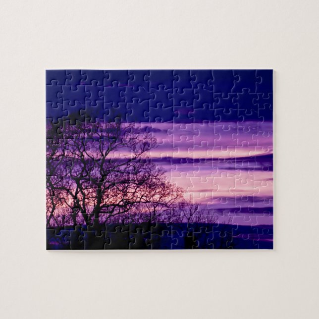 Purple Sunset Tree Silhouette jigsaw puzzle (Horizontal)