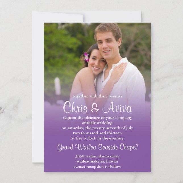 Purple Sunset Wedding Invitation (Front)