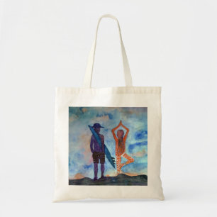 Purple Surfer Orange Yoga Girl Budget Tote Bag