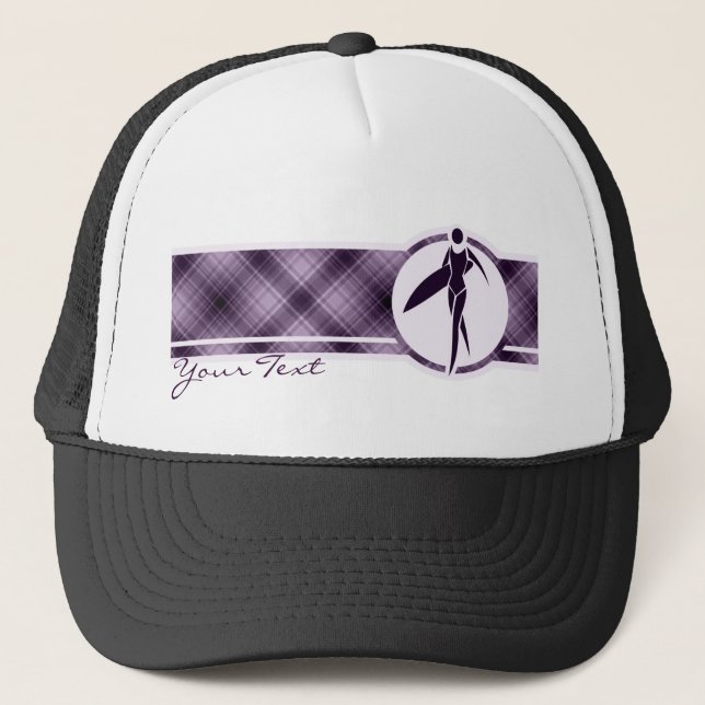 Purple Surfing Girl Trucker Hat (Front)