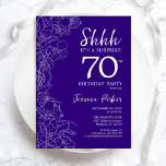 Purple Surprise 70th Birthday Invitation<br><div class="desc">Purple Surprise 70th Birthday Invitation. Minimalist modern feminine design features botanical accents and typography script font. Simple floral invite card perfect for a stylish female surprise bday celebration. Printed Zazzle invitations or instant download digital printable template.</div>